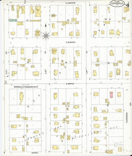 Sanborn Fire Insurance Map from Estherville, Emmet County, Iowa (1900), Sheet #0004 - Historic Sanborn Fire Insurance Map Print, vintage old map wall art