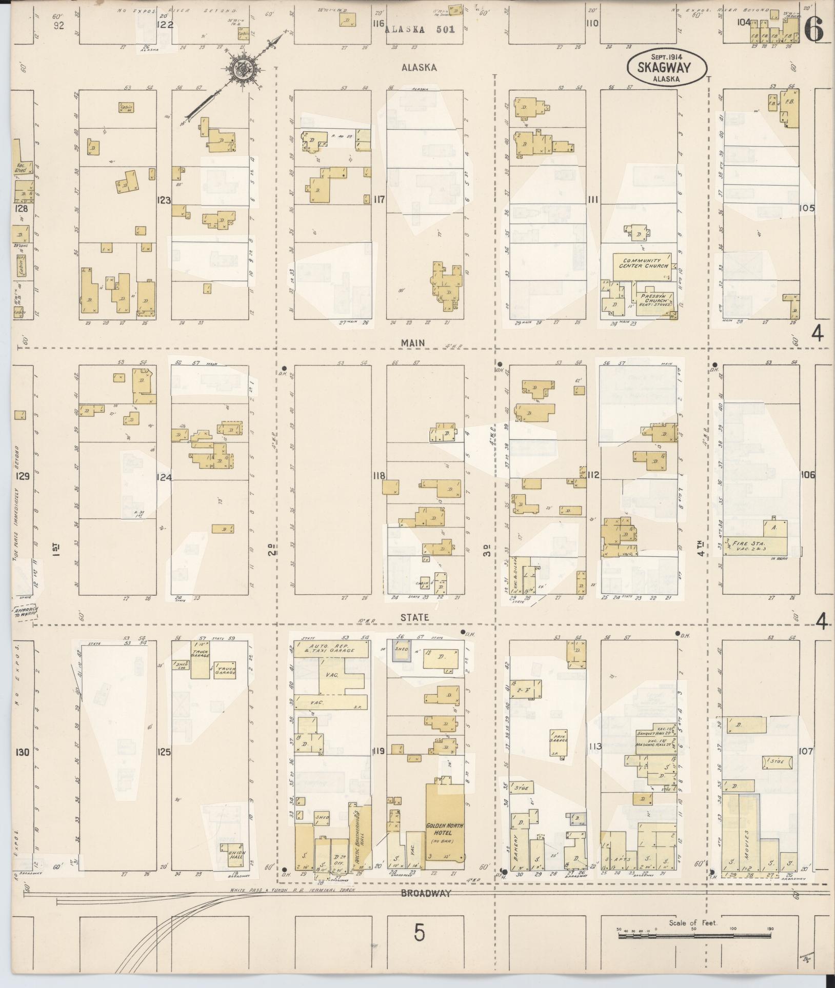 Sanborn Fire Insurance Map from Skagway, Shagway-yakutat Census Division, Alaska (1948), Sheet #0006 - Complete Map Set gallery image, historic Sanborn map, vintage wall art, Alaska Alaska
