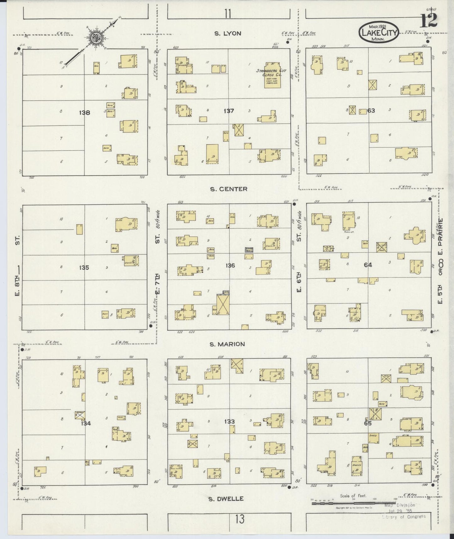 Sanborn Fire Insurance Map from Lake City, Wabasha County, Minnesota (1921), Sheet #0012 - Historic Sanborn Fire Insurance Map Print, vintage old map wall art, antique decor, genealogy gift, Minnesota Minnesota map