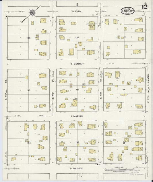 Sanborn Fire Insurance Map from Lake City, Wabasha County, Minnesota (1921), Sheet #0012 - Historic Sanborn Fire Insurance Map Print, vintage old map wall art, antique decor, genealogy gift, Minnesota Minnesota map