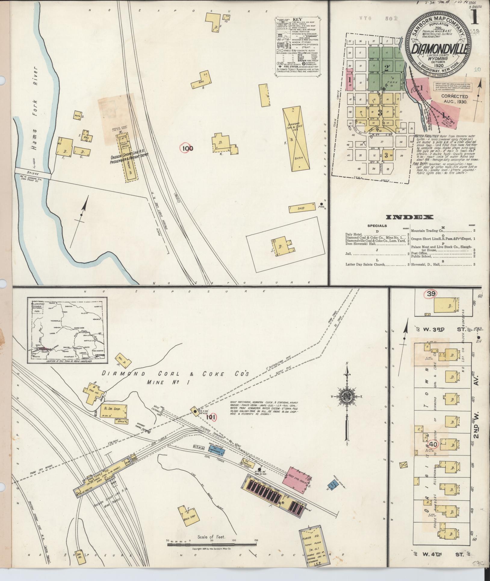 Sanborn Fire Insurance Map from Diamondville, Lincoln County, Wyoming. (1930) – Historic Sanborn Fire Insurance Map Print