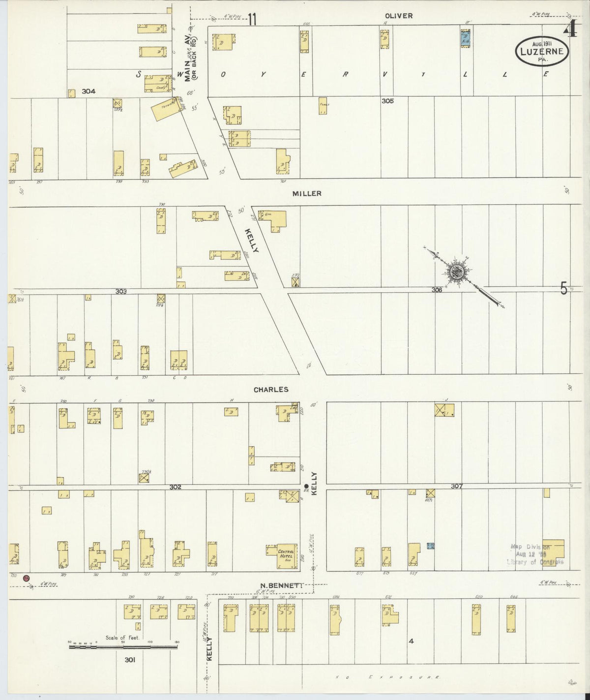 Sanborn Fire Insurance Map from Luzerne, Luzerne County, Pennsylvania (1911), Sheet #0004 - Complete Map Set gallery image, historic Sanborn map, vintage wall art, Pennsylvania Pennsylvania