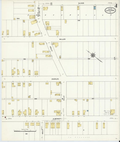 Sanborn Fire Insurance Map from Luzerne, Luzerne County, Pennsylvania (1911), Sheet #0004 - Complete Map Set gallery image, historic Sanborn map, vintage wall art, Pennsylvania Pennsylvania