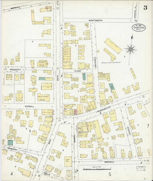 Sanborn Fire Insurance Map from Sanford, York County, Maine (1906), Sheet #0003 - Historic Sanborn Fire Insurance Map Print, vintage old map wall art, antique decor, genealogy gift, Maine Maine map