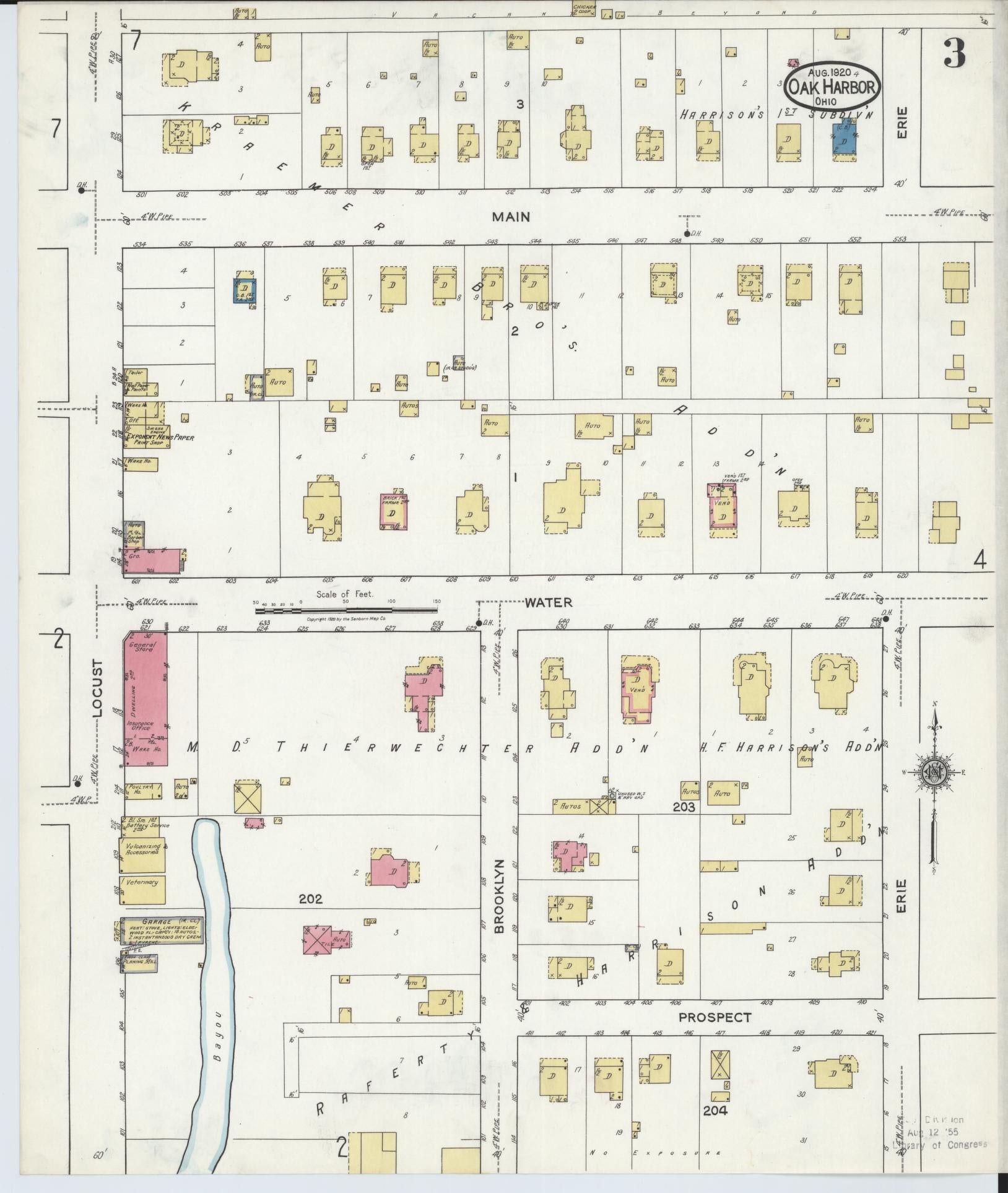 Sanborn Fire Insurance Map from Oak Harbor, Ottawa County, Ohio (1920), Sheet #0003 - Historic Sanborn Fire Insurance Map Print, vintage old map wall art, antique decor, genealogy gift, Ohio Ohio map