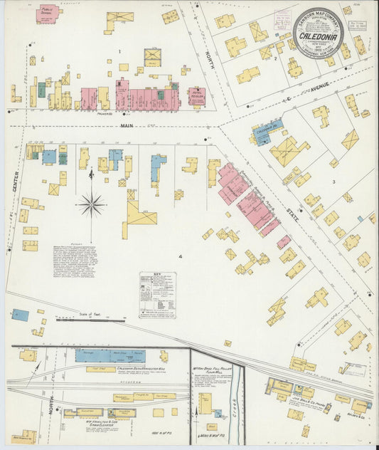 Sanborn Fire Insurance Map from Caledonia, Livingston County, New York (1903), Sheet #0001 - Historic Sanborn Fire Insurance Map Print, vintage old map wall art, antique decor, genealogy gift, New York New York map