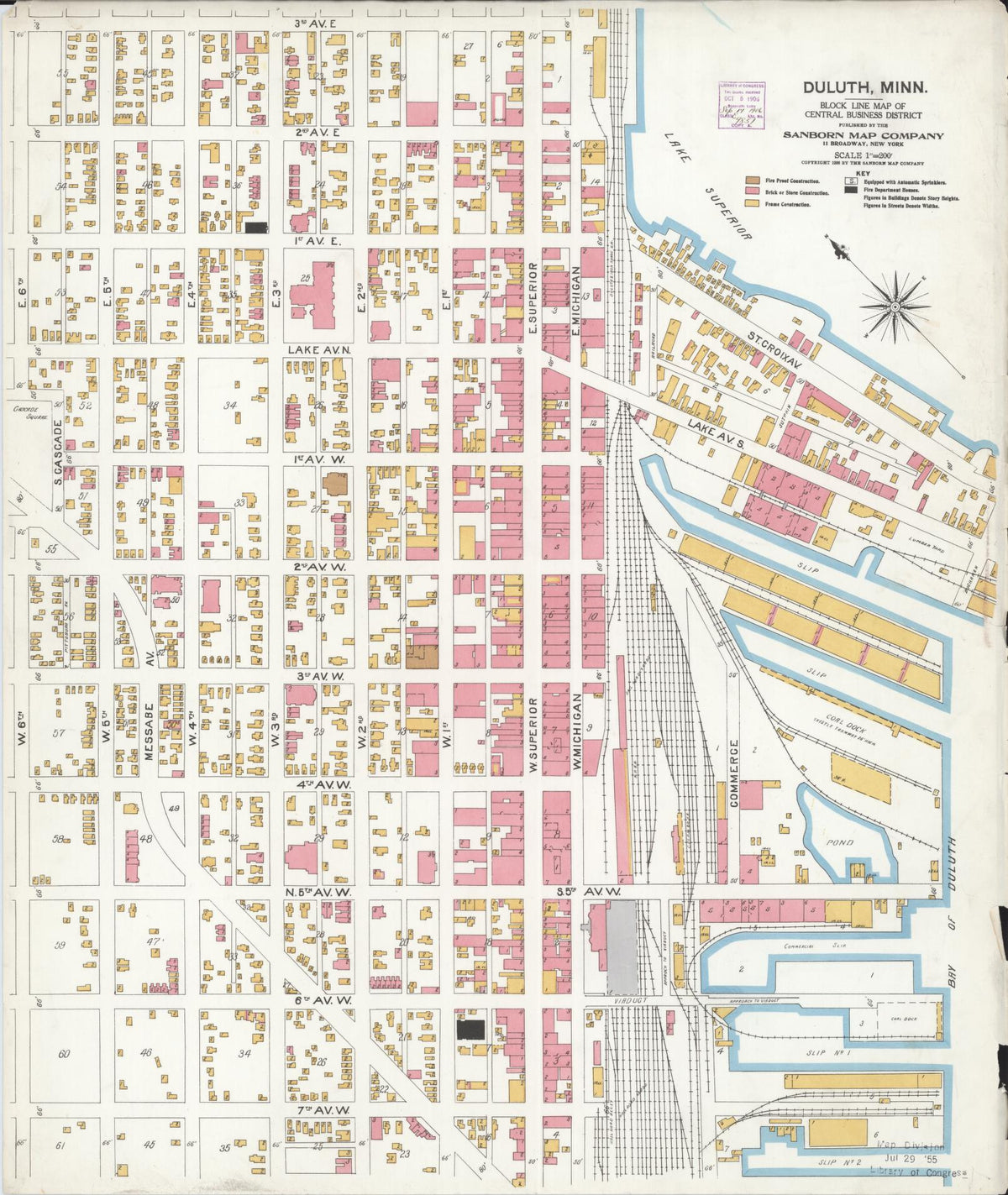 Sanborn Fire Insurance Map from Duluth, Saint Louis County, Minnesota (1906), Sheet #0001 - Historic Sanborn Fire Insurance Map Print, vintage old map wall art, antique decor, genealogy gift, Minnesota Minnesota map