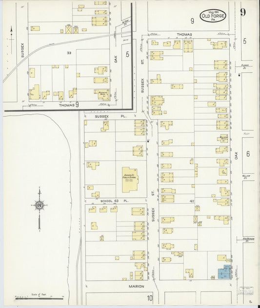 Sanborn Fire Insurance Map from Old Forge, Lackawanna County, Pennsylvania (1914), Sheet #0009 - Historic Sanborn Fire Insurance Map Print, vintage old map wall art, antique decor, genealogy gift, Pennsylvania Pennsylvania map