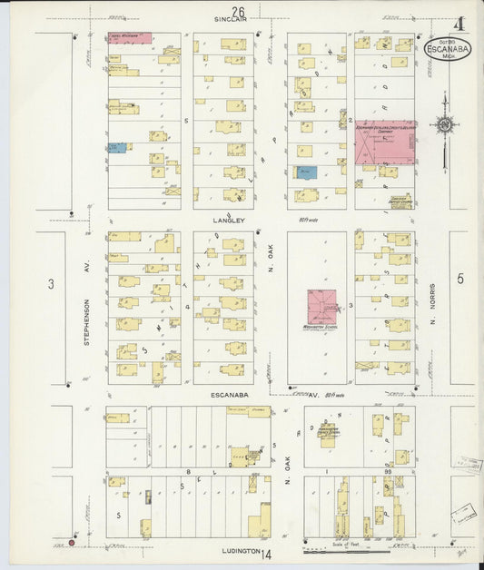 Sanborn Fire Insurance Map from Escanaba, Delta County, Michigan (1913), Sheet #0004 - Historic Sanborn Fire Insurance Map Print, vintage old map wall art, antique decor, genealogy gift, Michigan Michigan map