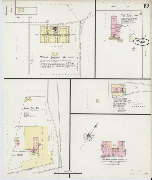 Sanborn Fire Insurance Map from Waco, McLennan County, Texas (1889), Sheet #0019 - Historic Sanborn Fire Insurance Map Print, vintage old map wall art, antique decor, genealogy gift, Texas Texas map