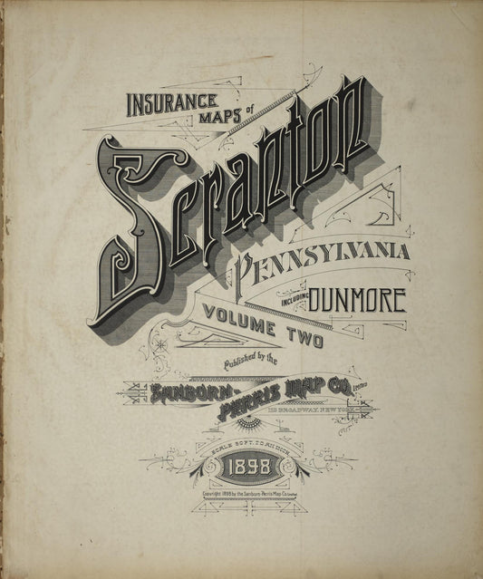 Sanborn Fire Insurance Map from Scranton, Lackawanna County, Pennsylvania (1898), Sheet #0001 - Historic Sanborn Fire Insurance Map Print, vintage old map wall art, antique decor, genealogy gift, Pennsylvania Pennsylvania map
