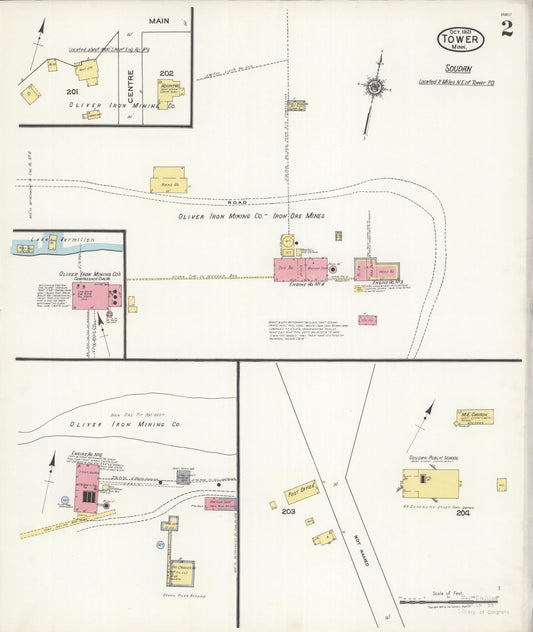 Sanborn Fire Insurance Map from Tower, Saint Louis County, Minnesota (1921), Sheet #0002 - Historic Sanborn Fire Insurance Map Print, vintage old map wall art, antique decor, genealogy gift, Minnesota Minnesota map