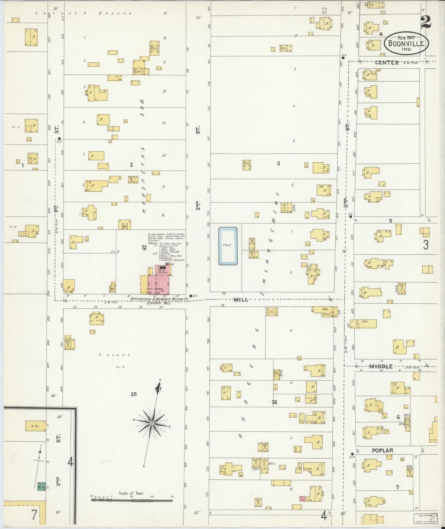 Sanborn Fire Insurance Map from Boonville, Warrick County, Indiana (1907), Sheet #0002 - Historic Sanborn Fire Insurance Map Print, vintage old map wall art, antique decor, genealogy gift, Indiana Indiana map
