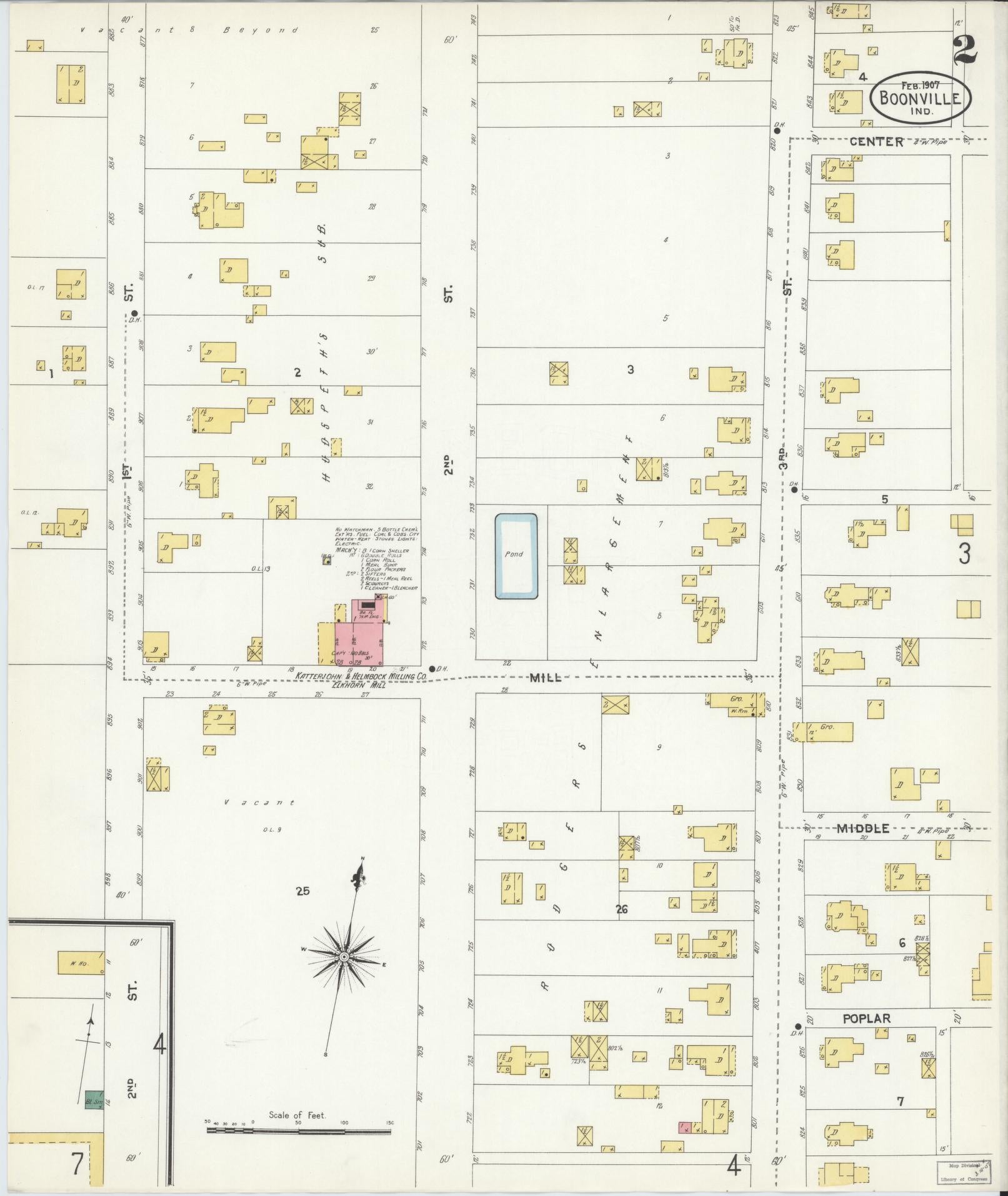 Sanborn Fire Insurance Map from Boonville, Warrick County, Indiana (1907), Sheet #0002 - Historic Sanborn Fire Insurance Map Print, vintage old map wall art, antique decor, genealogy gift, Indiana Indiana map
