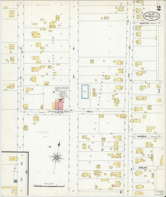 Sanborn Fire Insurance Map from Boonville, Warrick County, Indiana (1907), Sheet #0002 - Historic Sanborn Fire Insurance Map Print, vintage old map wall art, antique decor, genealogy gift, Indiana Indiana map