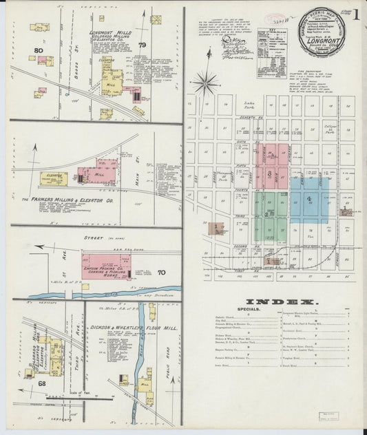 Sanborn Fire Insurance Map from Longmont, Boulder County, Colorado (1890), Sheet #0001 - Historic Sanborn Fire Insurance Map Print, vintage old map wall art, antique decor, genealogy gift, Colorado Colorado map