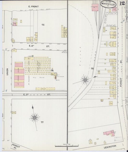 Sanborn Fire Insurance Map from Maysville, Mason County, Kentucky (1890), Sheet #0012 - Historic Sanborn Fire Insurance Map Print, vintage old map wall art, antique decor, genealogy gift, Kentucky Kentucky map