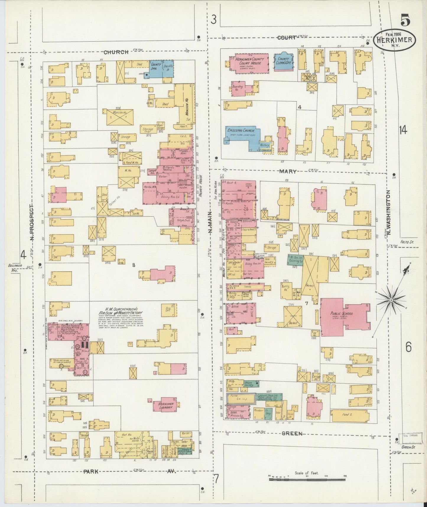 Sanborn Fire Insurance Map from Herkimer, Herkimer County, New York (1906), Sheet #0005 - Complete Map Set gallery image, historic Sanborn map, vintage wall art, New York New York