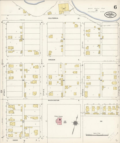 Sanborn Fire Insurance Map from Kalispell, Flathead County, Montana (1910), Sheet #0006 - Complete Map Set gallery image, historic Sanborn map, vintage wall art, Montana Montana