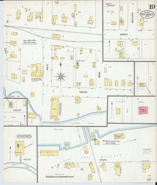 Sanborn Fire Insurance Map from Petoskey, Emmet County, Michigan (1901), Sheet #0019 - Historic Sanborn Fire Insurance Map Print, vintage old map wall art, antique decor, genealogy gift, Michigan Michigan map