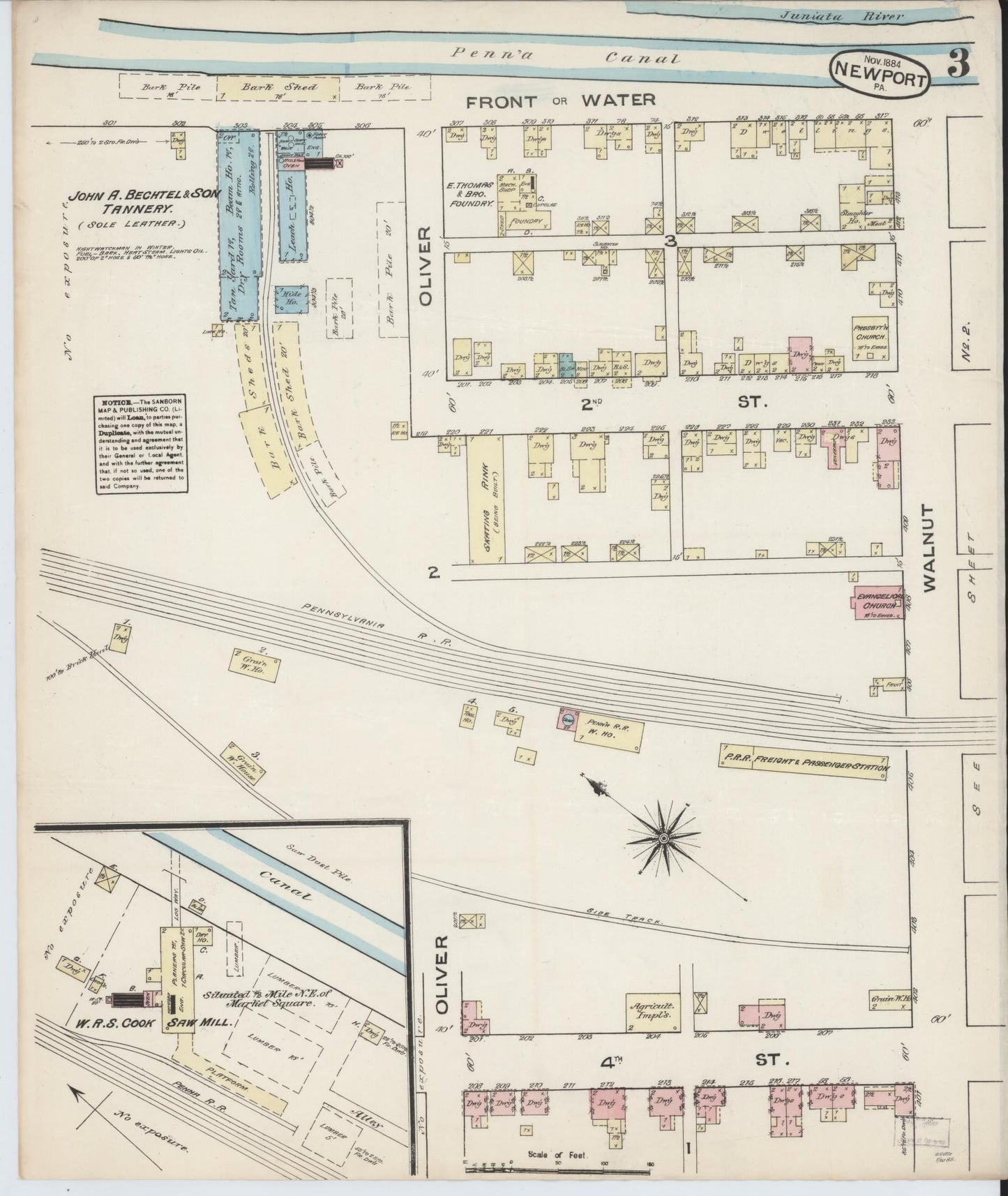 Sanborn Fire Insurance Map from Newport, Perry County, Pennsylvania (1884), Sheet #0003 - Complete Map Set gallery image, historic Sanborn map, vintage wall art, Pennsylvania Pennsylvania
