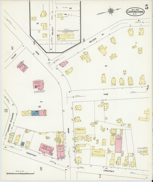 Sanborn Fire Insurance Map from Cooperstown, Otsego County, New York (1909), Sheet #0005 - Historic Sanborn Fire Insurance Map Print, vintage old map wall art, antique decor, genealogy gift, New York New York map