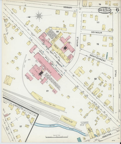 Sanborn Fire Insurance Map from Meriden, New Haven County, Connecticut (1891), Sheet #0006 - Complete Map Set gallery image, historic Sanborn map, vintage wall art, Connecticut Connecticut