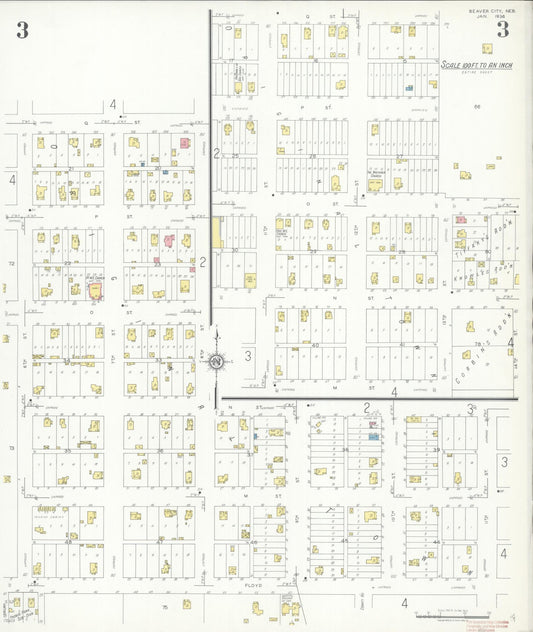 Sanborn Fire Insurance Map from Beaver City, Furnas County, Nebraska (1936), Sheet #0003 - Historic Sanborn Fire Insurance Map Print, vintage old map wall art, antique decor, genealogy gift, Nebraska Nebraska map