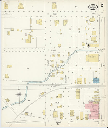 Sanborn Fire Insurance Map from Warren, Bradley County, Arkansas (1912), Sheet #0002 - Complete Map Set gallery image, historic Sanborn map, vintage wall art, Arkansas Arkansas