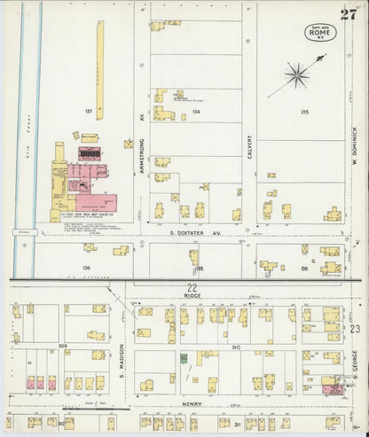 Sanborn Fire Insurance Map from Rome, Oneida County, New York (1904), Sheet #0027 - Complete Map Set gallery image, historic Sanborn map, vintage wall art, New York New York