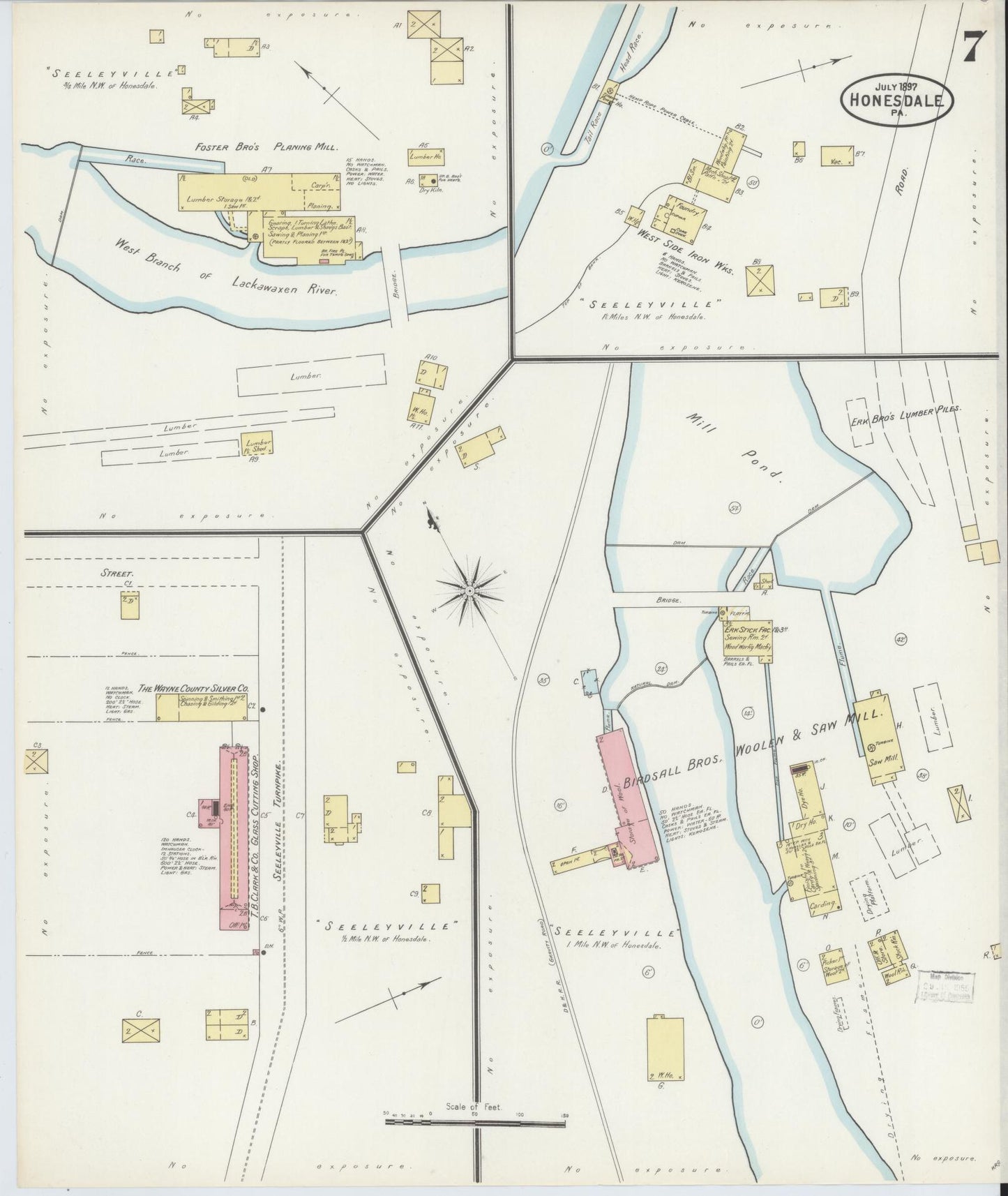 Sanborn Fire Insurance Map from Honesdale, Wayne County, Pennsylvania (1897), Sheet #0007 - Complete Map Set gallery image, historic Sanborn map, vintage wall art, Pennsylvania Pennsylvania