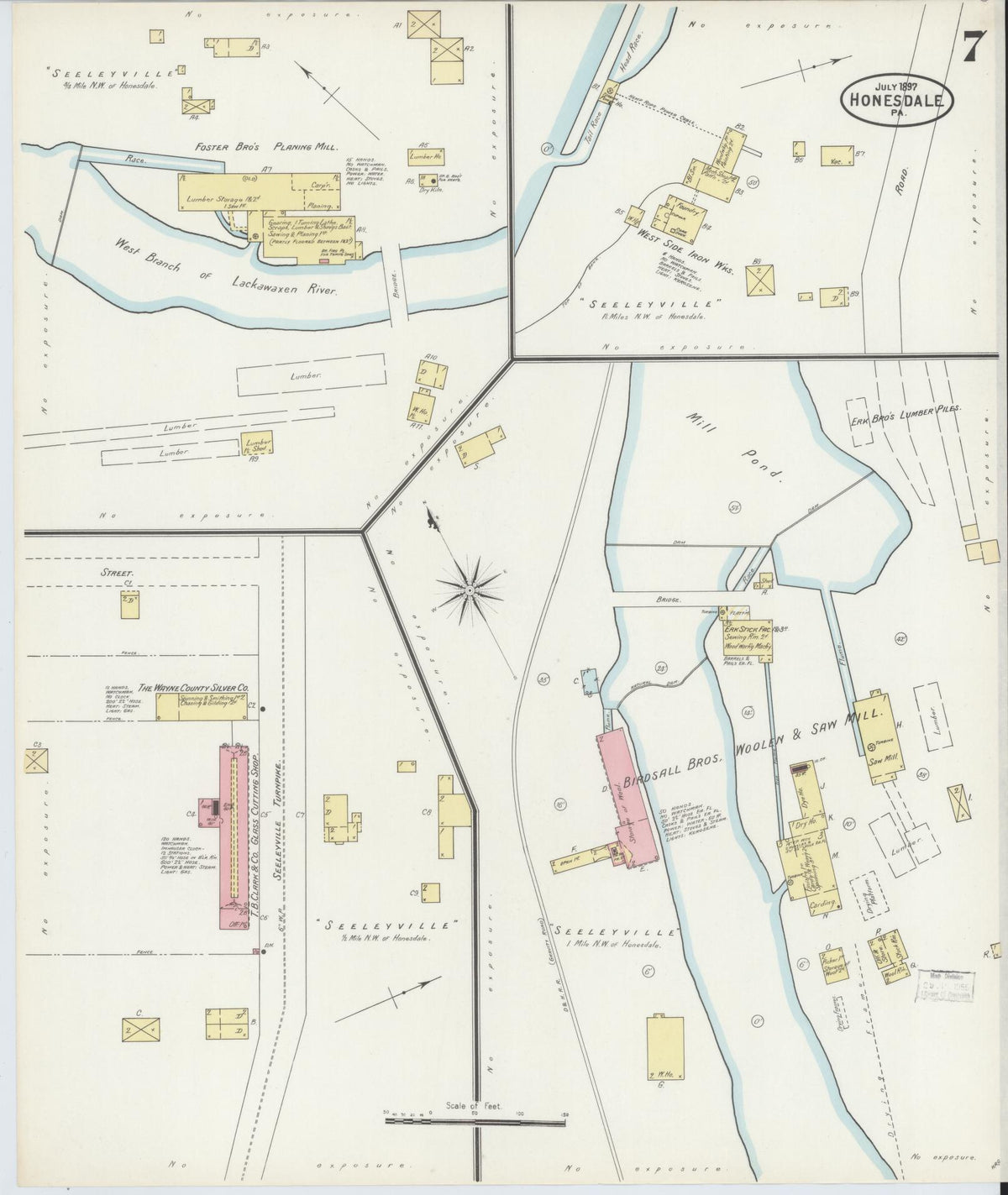 Sanborn Fire Insurance Map from Honesdale, Wayne County, Pennsylvania (1897), Sheet #0007 - Complete Map Set gallery image, historic Sanborn map, vintage wall art, Pennsylvania Pennsylvania