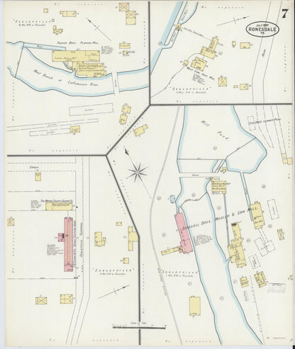 Sanborn Fire Insurance Map from Honesdale, Wayne County, Pennsylvania (1897), Sheet #0007 - Complete Map Set gallery image, historic Sanborn map, vintage wall art, Pennsylvania Pennsylvania