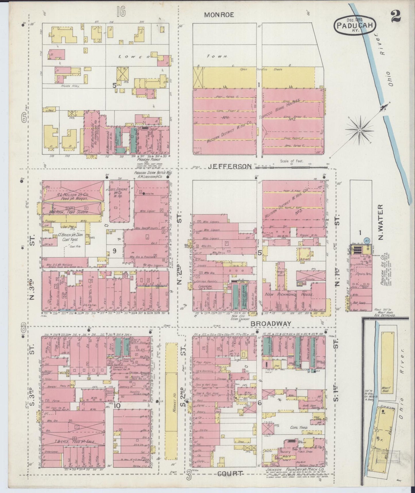 Sanborn Fire Insurance Map from Paducah, Mccraken County, Kentucky (1893), Sheet #0002 - Complete Map Set gallery image, historic Sanborn map, vintage wall art, Kentucky Kentucky