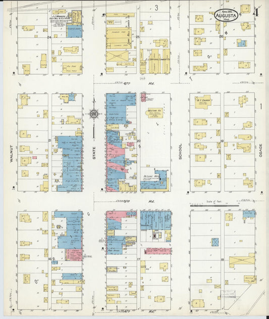 Sanborn Fire Insurance Map from Augusta, Butler County, Kansas (1915), Sheet #0004 - Historic Sanborn Fire Insurance Map Print, vintage old map wall art, antique decor, genealogy gift, Kansas Kansas map