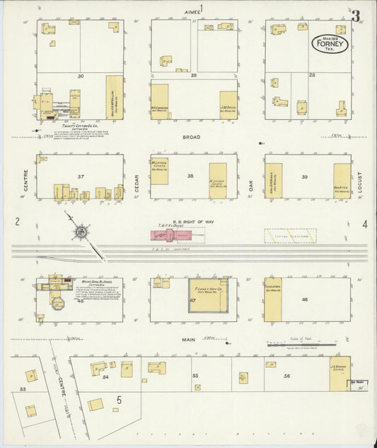 Sanborn Fire Insurance Map from Forney, Kaufman County, Texas (1919), Sheet #0003 - Historic Sanborn Fire Insurance Map Print, vintage old map wall art, antique decor, genealogy gift, Texas Texas map