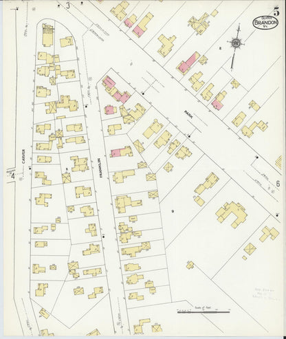 Sanborn Fire Insurance Map from Brandon, Rutland County, Vermont (1909), Sheet #0005 - Complete Map Set gallery image, historic Sanborn map, vintage wall art, Vermont Vermont