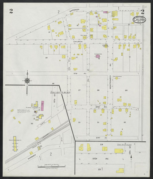 Sanborn Fire Insurance Map from Calera, Shelby County, Alabama (1923), Sheet #0002 - Historic Sanborn Fire Insurance Map Print, vintage old map wall art, antique decor, genealogy gift, Alabama Alabama map