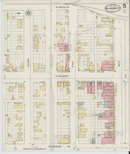 Sanborn Fire Insurance Map from Oklahoma City, Oklahoma County, Oklahoma (1894), Sheet #0005 - Complete Map Set gallery image, historic Sanborn map, vintage wall art, Oklahoma City Oklahoma