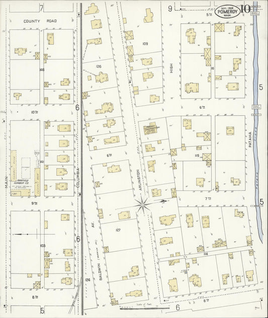 Sanborn Fire Insurance Map from Pomeroy, Garfield County, Washington (1908), Sheet #0010 - Historic Sanborn Fire Insurance Map Print, vintage old map wall art, antique decor, genealogy gift, Washington Washington map