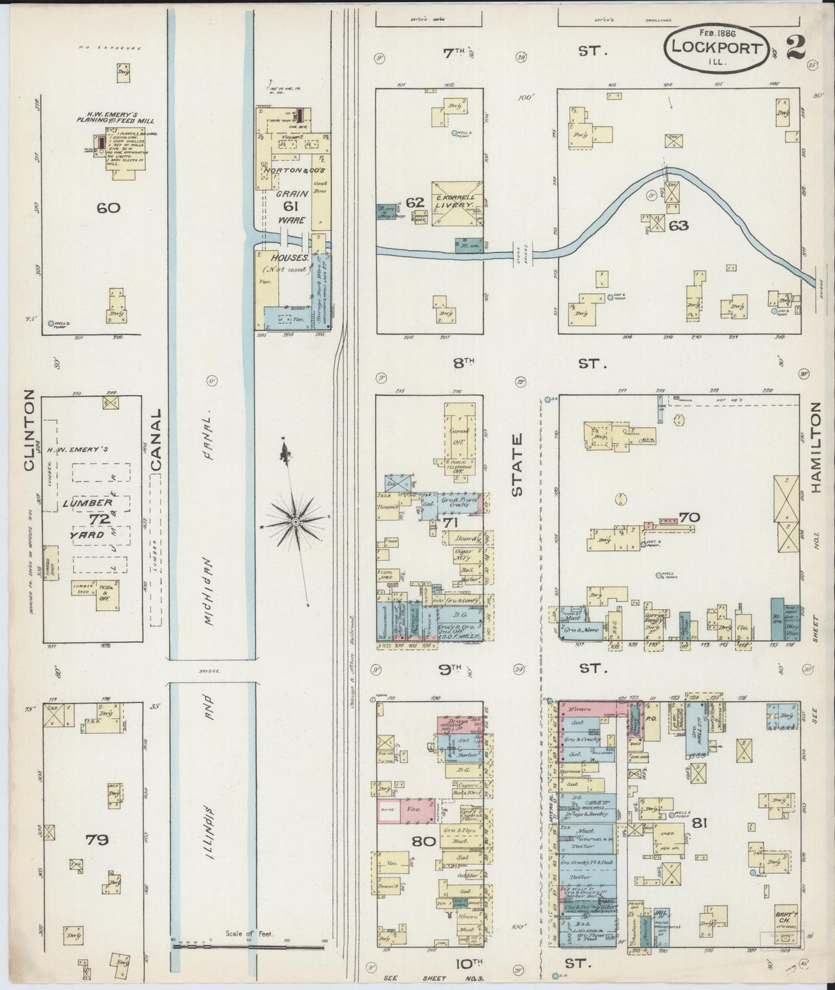 Sanborn Fire Insurance Map from Lockport, Will County, Illinois (1886), Sheet #0002 - Complete Map Set gallery image, historic Sanborn map, vintage wall art, Illinois Illinois