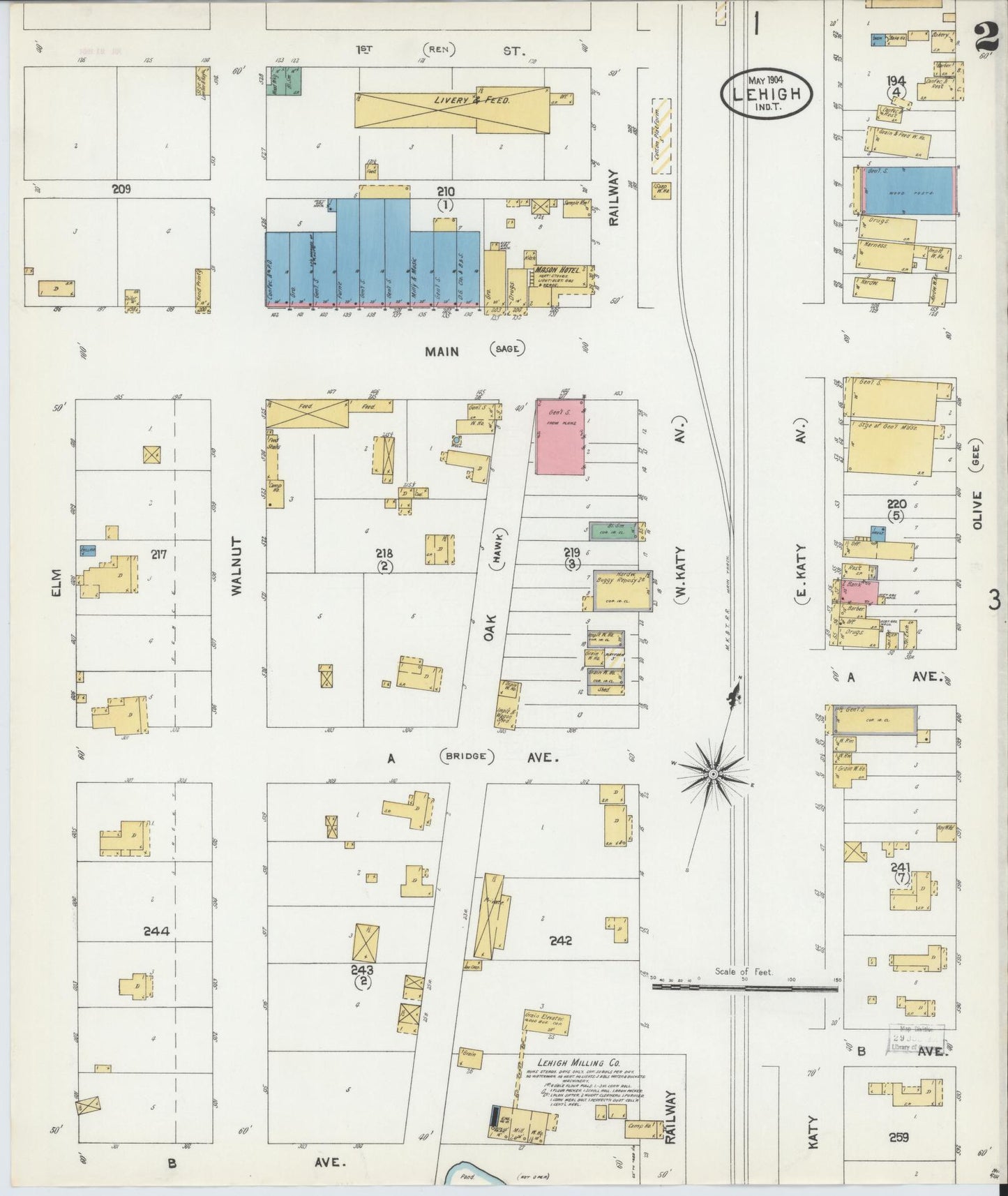 Sanborn Fire Insurance Map from Lehigh, Coal County, Oklahoma (1904), Sheet #0002 - Complete Map Set gallery image, historic Sanborn map, vintage wall art, Oklahoma Oklahoma