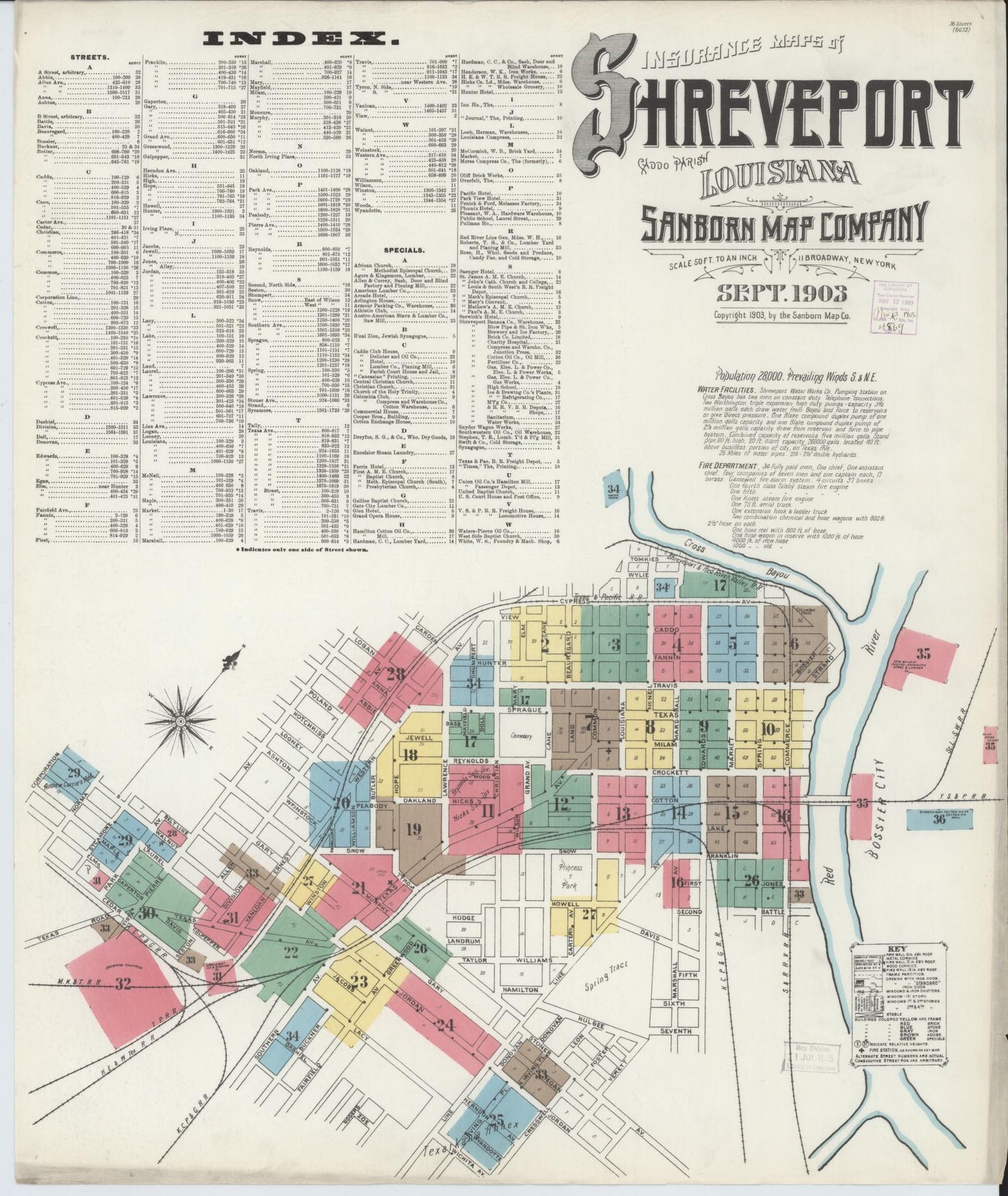 Sanborn Fire Insurance Map from Shreveport, Caddo Parish, Louisiana. (1903) – Historic Sanborn Fire Insurance Map Print