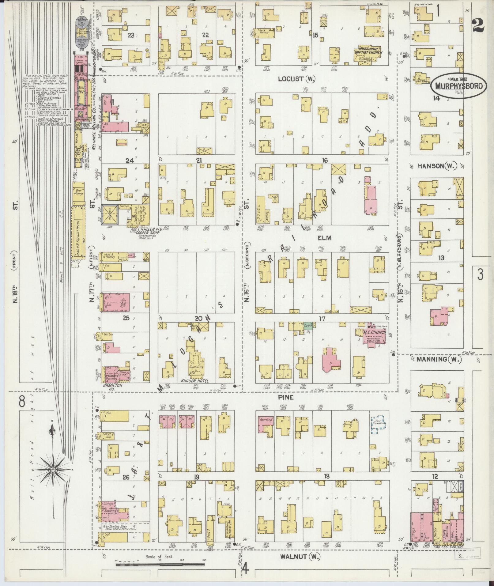 Sanborn Fire Insurance Map from Murphysboro, Jackson County, Illinois (1902), Sheet #0002 - Historic Sanborn Fire Insurance Map Print, vintage old map wall art, antique decor, genealogy gift, Illinois Illinois map