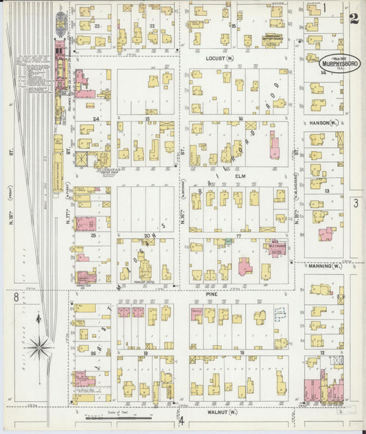 Sanborn Fire Insurance Map from Murphysboro, Jackson County, Illinois (1902), Sheet #0002 - Historic Sanborn Fire Insurance Map Print, vintage old map wall art, antique decor, genealogy gift, Illinois Illinois map