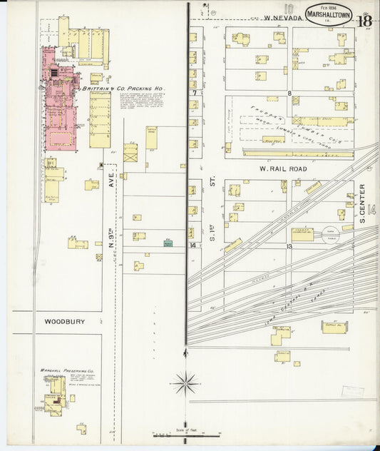 Sanborn Fire Insurance Map from Marshalltown, Marshall County, Iowa (1894), Sheet #0018 - Historic Sanborn Fire Insurance Map Print, vintage old map wall art