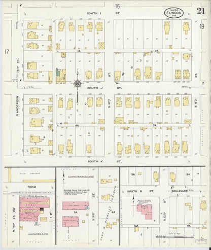 Sanborn Fire Insurance Map from Elwood, Madison County, Indiana (1910), Sheet #0021 - Historic Sanborn Fire Insurance Map Print, vintage old map wall art, antique decor, genealogy gift, Indiana Indiana map