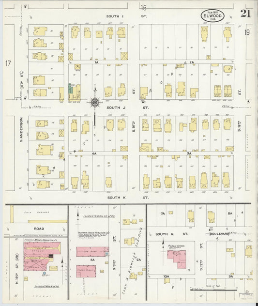 Sanborn Fire Insurance Map from Elwood, Madison County, Indiana (1910), Sheet #0021 - Historic Sanborn Fire Insurance Map Print, vintage old map wall art, antique decor, genealogy gift, Indiana Indiana map