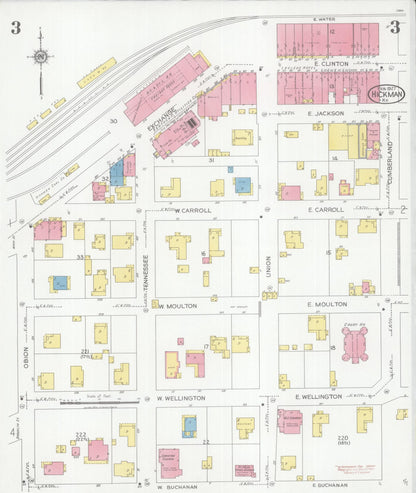 Sanborn Fire Insurance Map from Hickman, Fulton County, Kentucky (1927), Sheet #0003 - Complete Map Set gallery image, historic Sanborn map, vintage wall art, Kentucky Kentucky