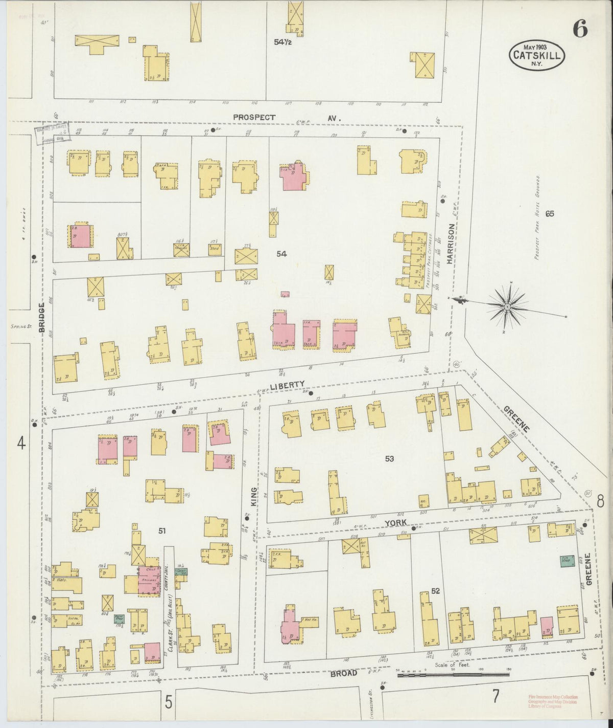 Sanborn Fire Insurance Map from Catskill, Greene County, New York (1903), Sheet #0006 - Historic Sanborn Fire Insurance Map Print, vintage old map wall art, antique decor, genealogy gift, New York New York map